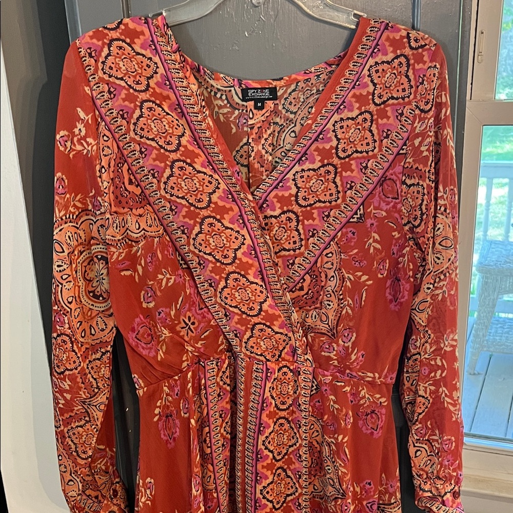 Bohemian Vibrant Long Sleeve Dress